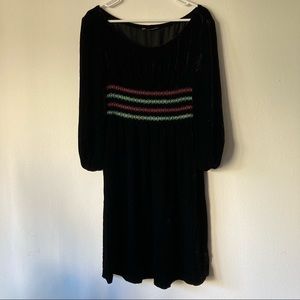 Betsy Johnson New York, black velvet mini dress, M